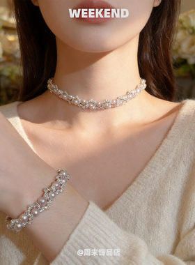 珍珠项链女高级感土星法式复古