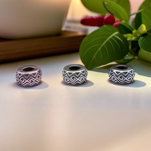 复古回纹刀坠隔珠文玩黄铜手链串珠DIY复古藏银隔片饰品配件材料