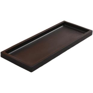 乌金石盆假山吸水石托盘浅花盆天然石头盆景盆长方形山水盆景室内