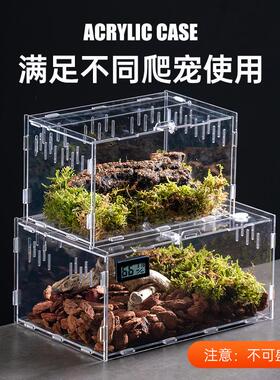 爬虫亚克力爬宠箱小型饲养盒蜘蛛蜥蜴蝎甲虫造景饲养箱高透观赏盒