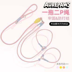 狗狗牵引绳一拖二防爆冲多头P绳P链遛狗狗链子小中大型犬宠物狗绳