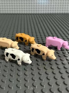小颗粒积木MOC兼容国产87621玩具配件 动物 宠物猪 花猪 农场小猪