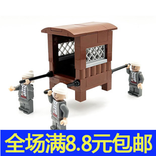 中国风古代城池moc积木马路人仔坐人轿子兼容国产拼装玩具益智