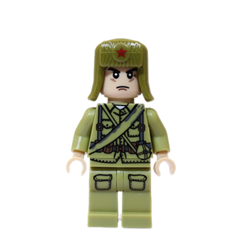 中国国产积木人仔 长津湖积木抗美援朝志愿军士兵人仔拼装