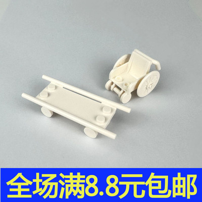 MOC轮椅手推车救护担架 兼容24312 4714人仔配件小颗粒积木玩具