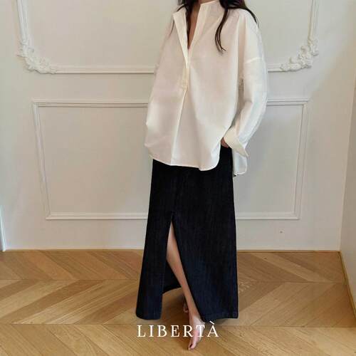 liberta经典开衩牛仔半裙