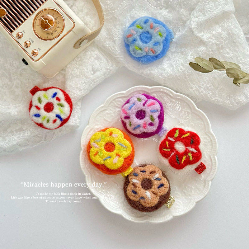 精美甜甜圈儿童发饰羊毛毡小女孩发夹侧边夹秋冬立体发卡头饰,童装/婴儿装/亲子装,发饰,淘宝优惠券,粉丝福利购,淘宝优惠卷
