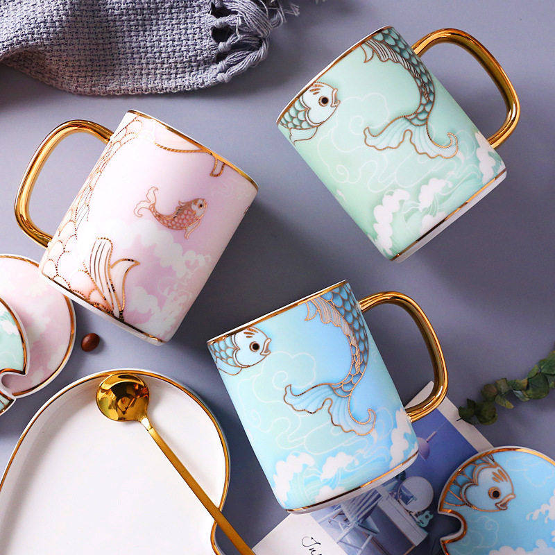 创意陶瓷马克杯水杯带盖勺杯子个性潮流情侣女牛奶咖啡家用茶杯,餐饮具,马克杯,淘宝优惠券,粉丝福利购,淘宝优惠卷