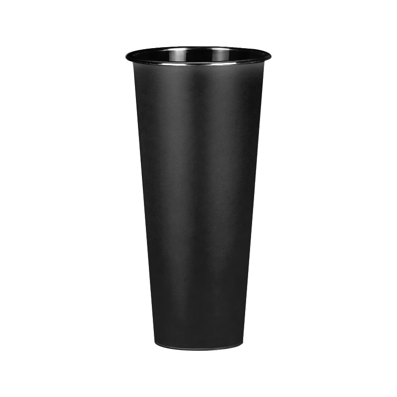 网红黑色磨砂注塑杯奶茶杯子一次性带盖商用500/700ml可定制logo