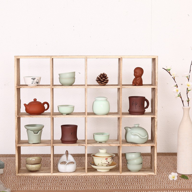 实木茶杯架茶具收纳柜置物架多宝阁挂墙小博古架茶席茶壶茶道零配