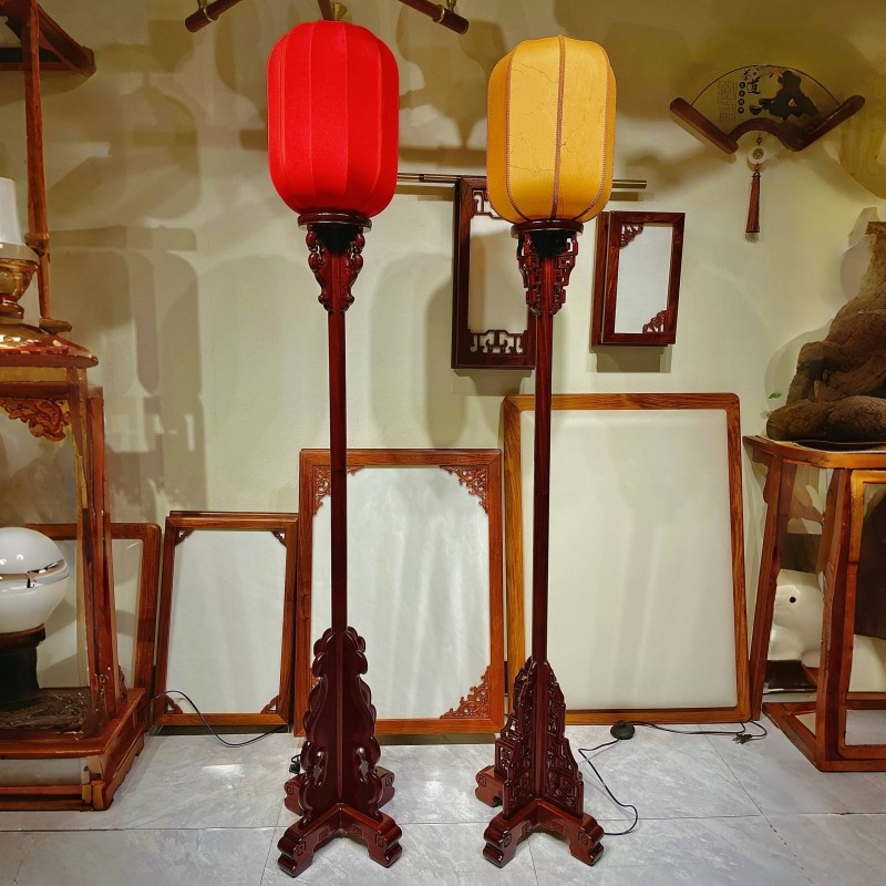 红木中式赞比亚血檀古典家具落地宫灯实木质仿古榫卯装饰落地台灯