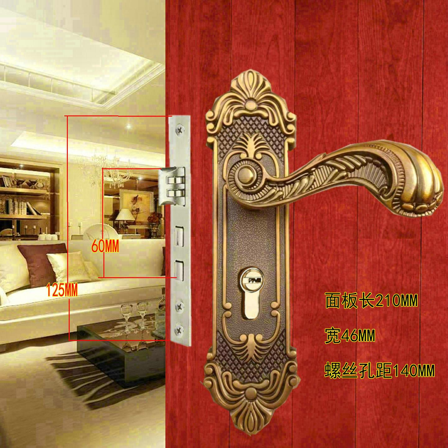 黄古铜双轴承门锁室内卧室套装钢木门欧式执手双舌家用装饰锁具