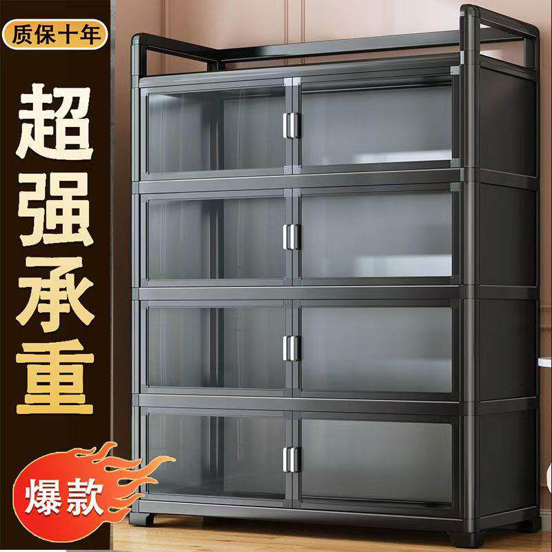 厨房置物架落地多层收纳餐边柜家用多功能微波炉铝合金橱柜储物柜