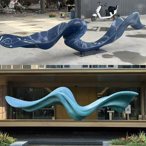 不锈钢飘带雕塑户外创意景观落地摆件金属白钢小品提升吸睛品质