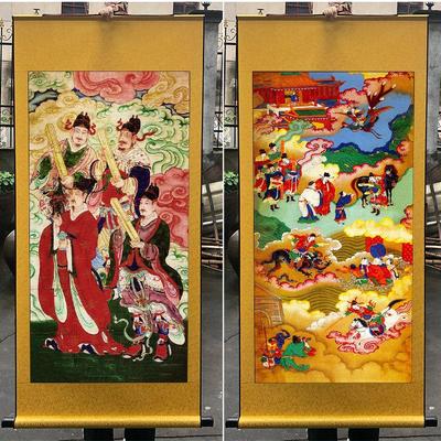 三界功曹画像四值符使神明飞云使者挂画卷轴画供奉装饰丝绸画新品