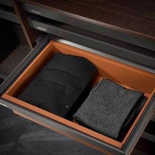 家用多功能皮革蓝 衣柜拉篮伸缩收纳藤篮阻尼金属蓝储物推拉抽屉式