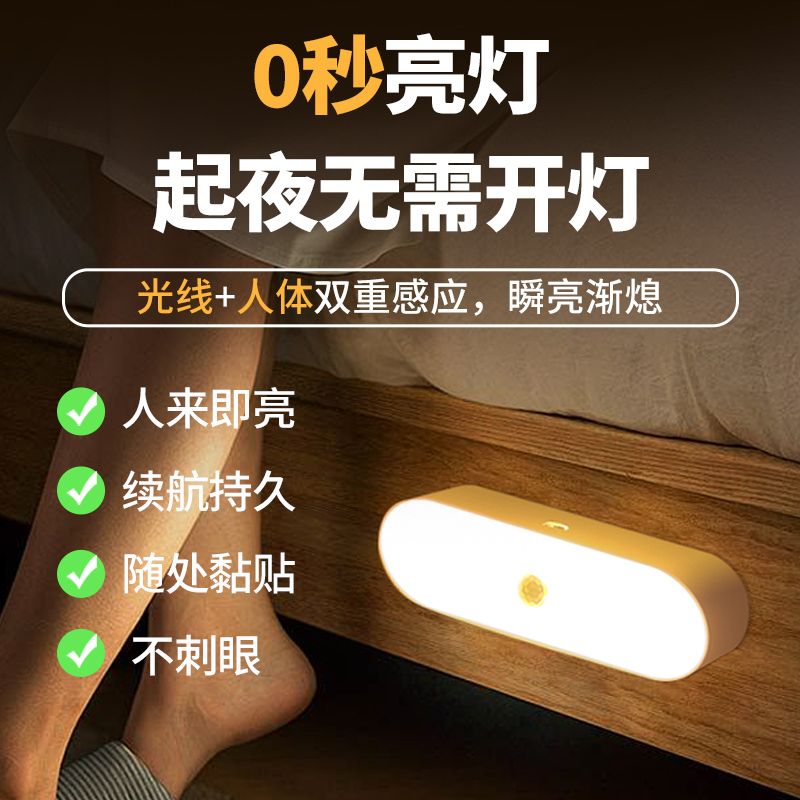 人体感应小夜灯LED小夜灯感应灯学生宿舍楼道衣柜卧室床头灯