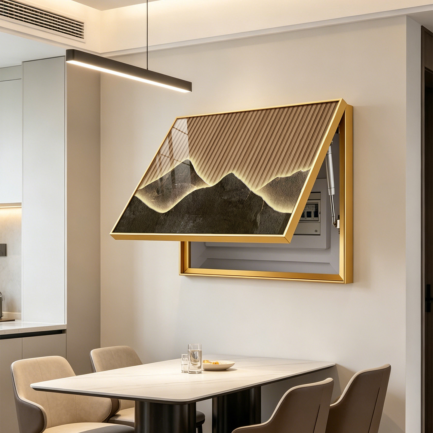 盈浩2026新款轻奢山水电表箱装饰画现代简约遮挡配电箱免打孔挂画