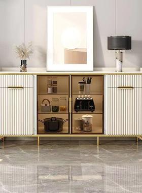 Tal意式轻奢岩板简约奶油风餐边柜一体靠墙多功能客厅柜高档厨房