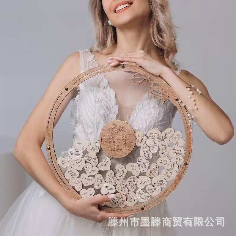 新款结婚婚庆圆形透明签到板签名册公司年会创意爱心装饰结婚留言