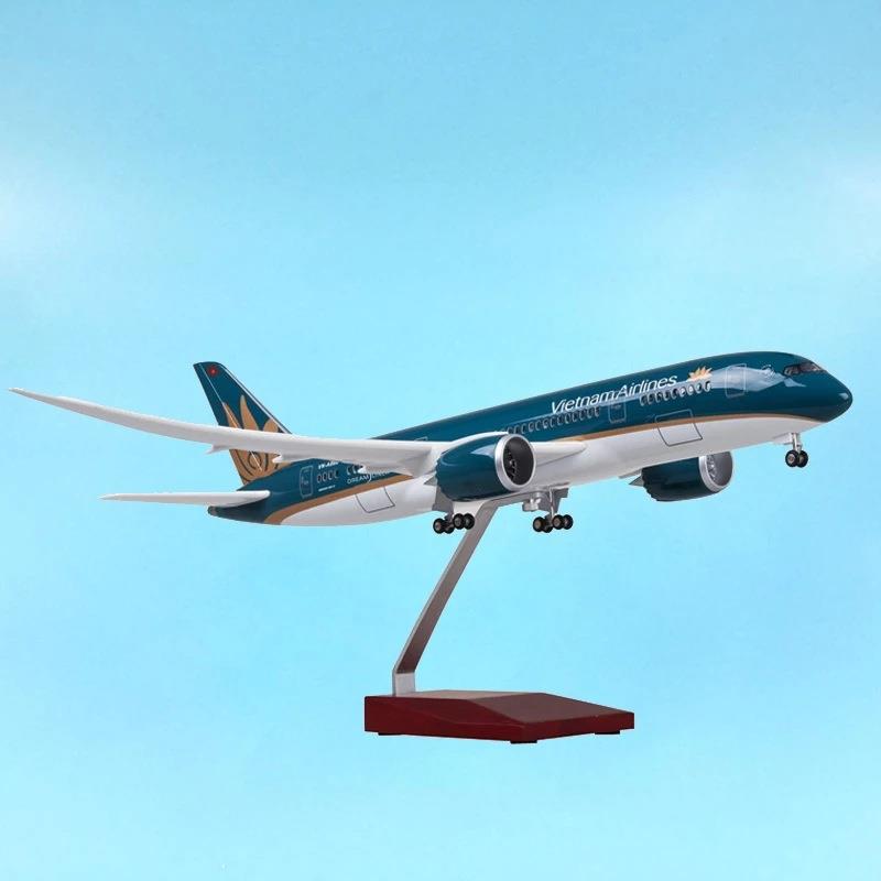 越南航空B787带起落架带灯静态仿真飞机模型摆件波音787航模43cm