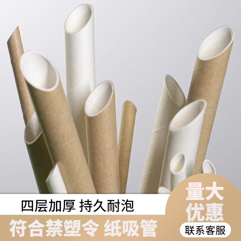 纸吸管一次性单独包装珍珠奶茶商用纸质粗大吸管可降解无异味饮管