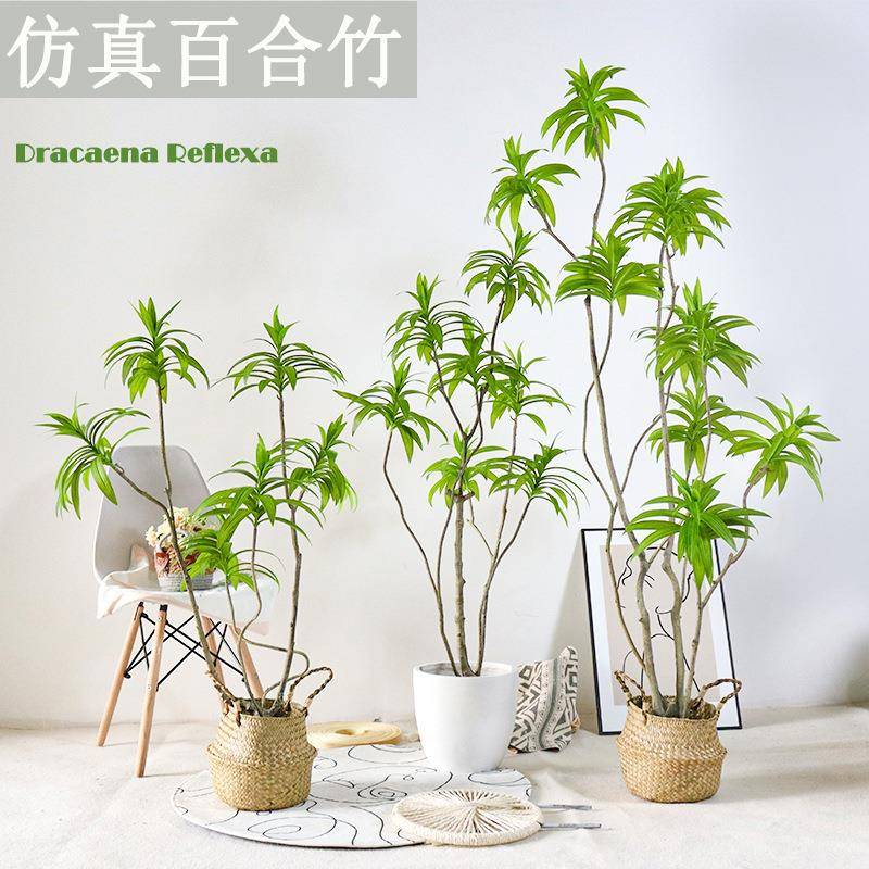 北欧爆款仿真植物百合竹大型盆栽景室内假绿植落地装饰植物