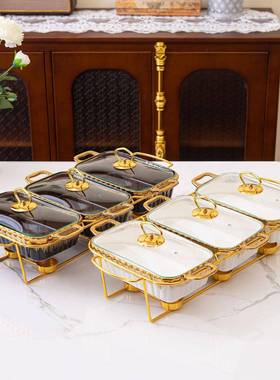 casserole三格双耳陶瓷烤盘家用餐具加热汤锅干锅3pcsbakeware