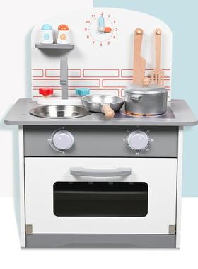 木制欧式彩色厨房灶台儿童仿真过家家做饭煮饭餐厨具亲子厨房玩具