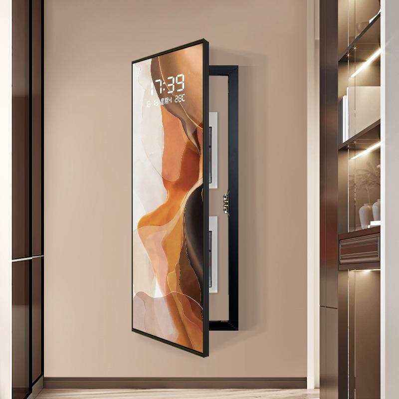 现代简约大尺寸电表箱装饰画竖版钟表壁画电闸开关配电箱遮挡挂画