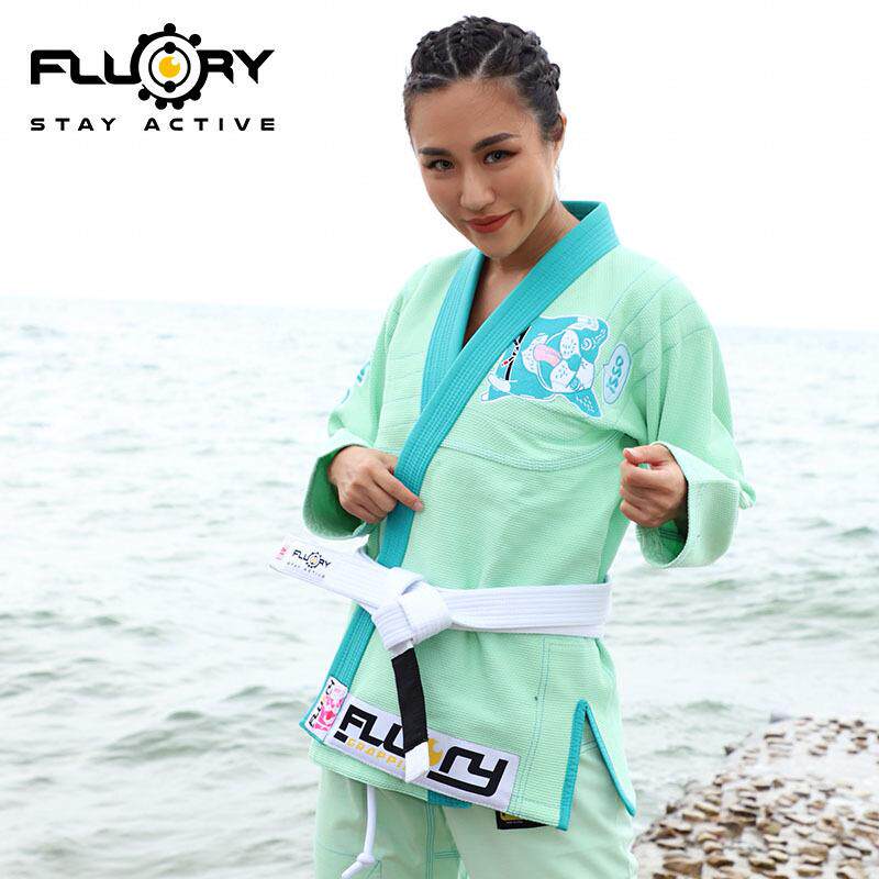FLUORY火垒巴西柔术道服女可爱果绿汪汪刺绣BJJGI柔道服训练成人