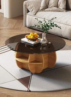 简约钢化玻璃茶几轻奢现代客厅网红创意家用小户型圆形小组合极简