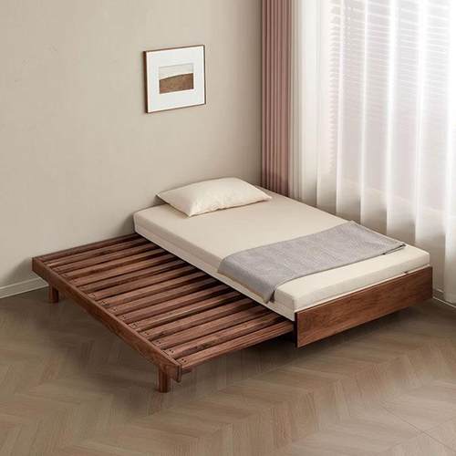 北美黑胡桃木沙发床实木伸缩床北欧实木樱桃木多功能抽拉榻榻米床