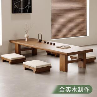 中古风榻榻米茶桌民宿茶台矮桌坐地泡茶桌客厅阳台休闲泡茶小桌子