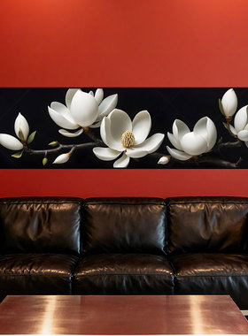 吾璨新款防水墙贴白玉兰花客厅卧室装饰贴画简约现代哑光PVC贴纸