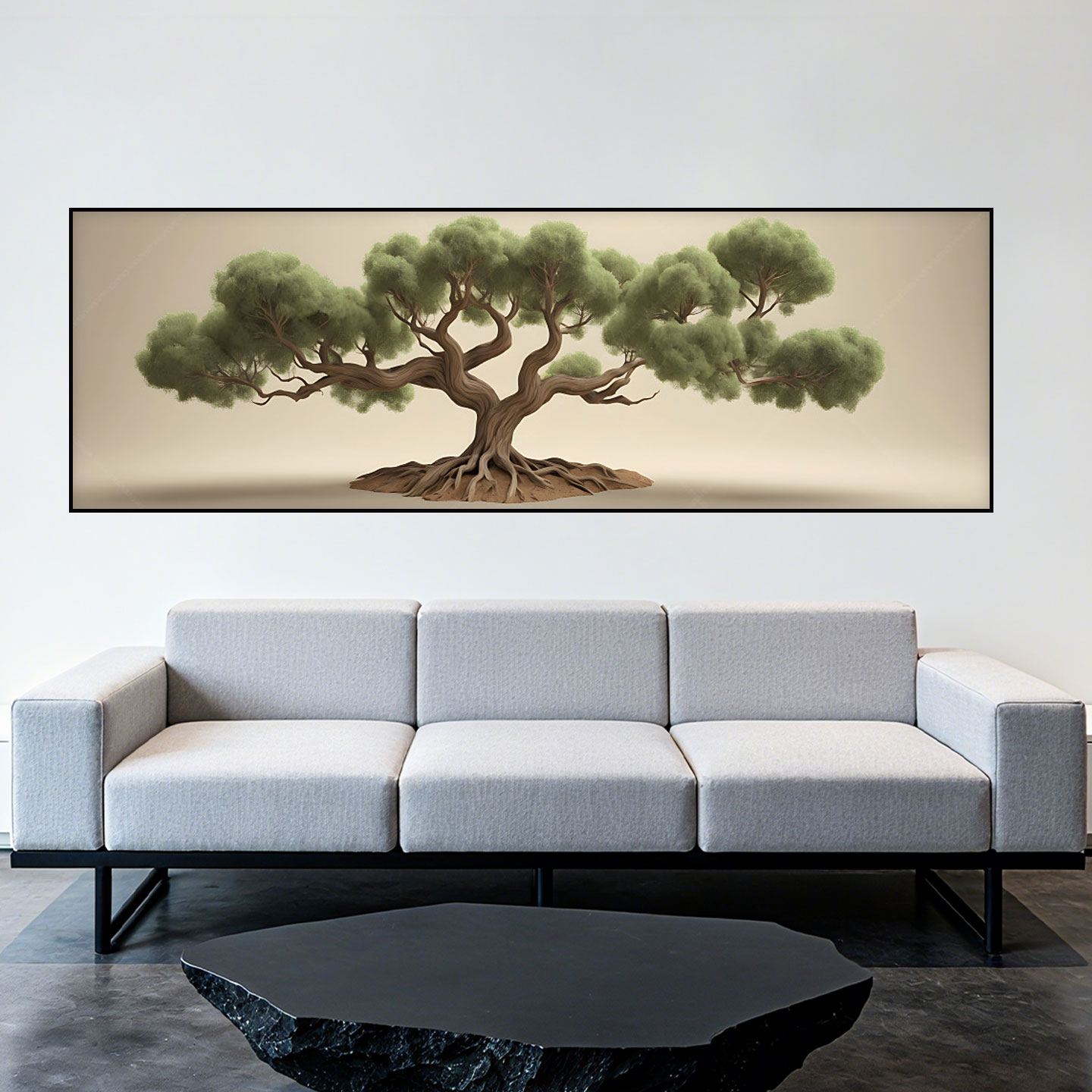 松树盆景装饰画客厅沙发背景墙贴现代简约自然风景免打孔贴画