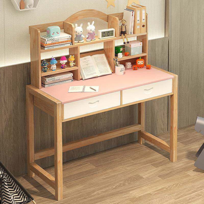 亿家达书桌书架一体桌家用卧室学生写字桌实木简约北欧学习长条桌