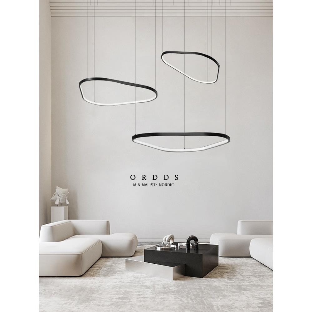 意式极简客厅主灯组合现代简约大气创意设计师挑高别墅复式楼吊灯