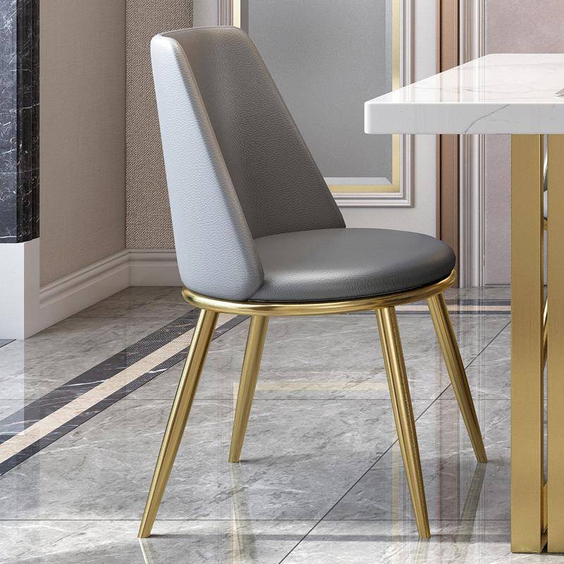 餐桌椅现代简约轻奢不锈钢金属皮艺靠背餐椅饭店奶茶店椅子高靠背