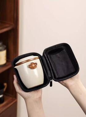 汝窑旅行茶具套装便携简约陶瓷快客杯一壶四杯功夫户外露营泡茶器
