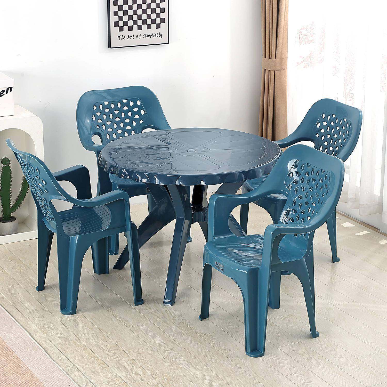 可叠放简约加厚塑料桌椅套装结实饭店餐桌餐椅组合熟胶成人户外椅