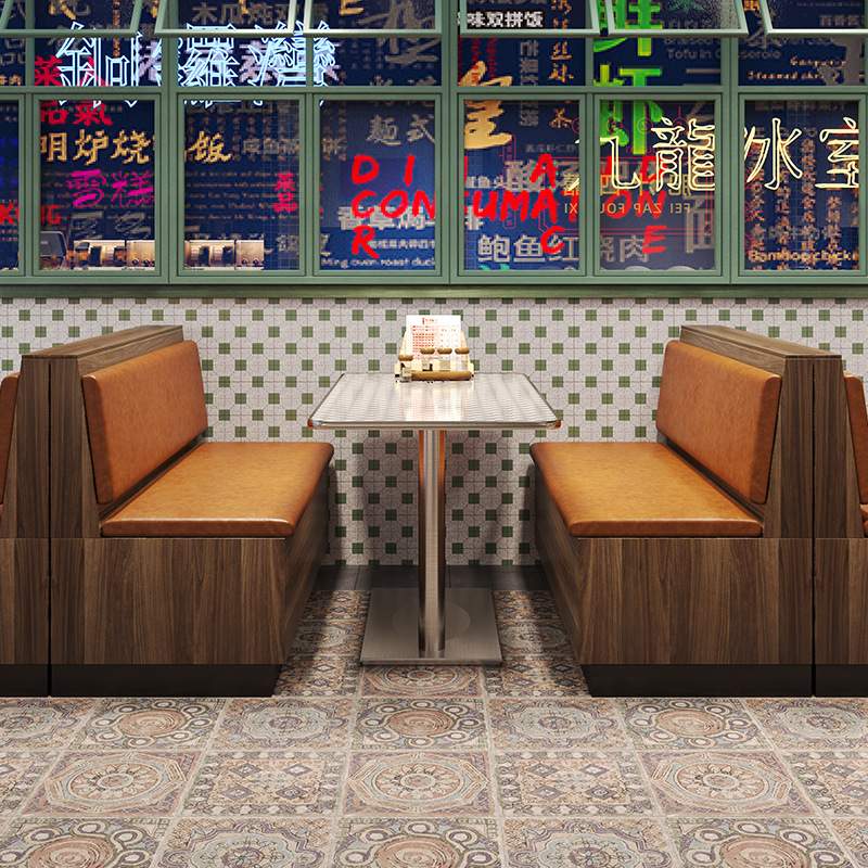 复古港式茶餐厅桌椅组合网红中餐厅卡座沙发快餐小吃烧烤串串店桌