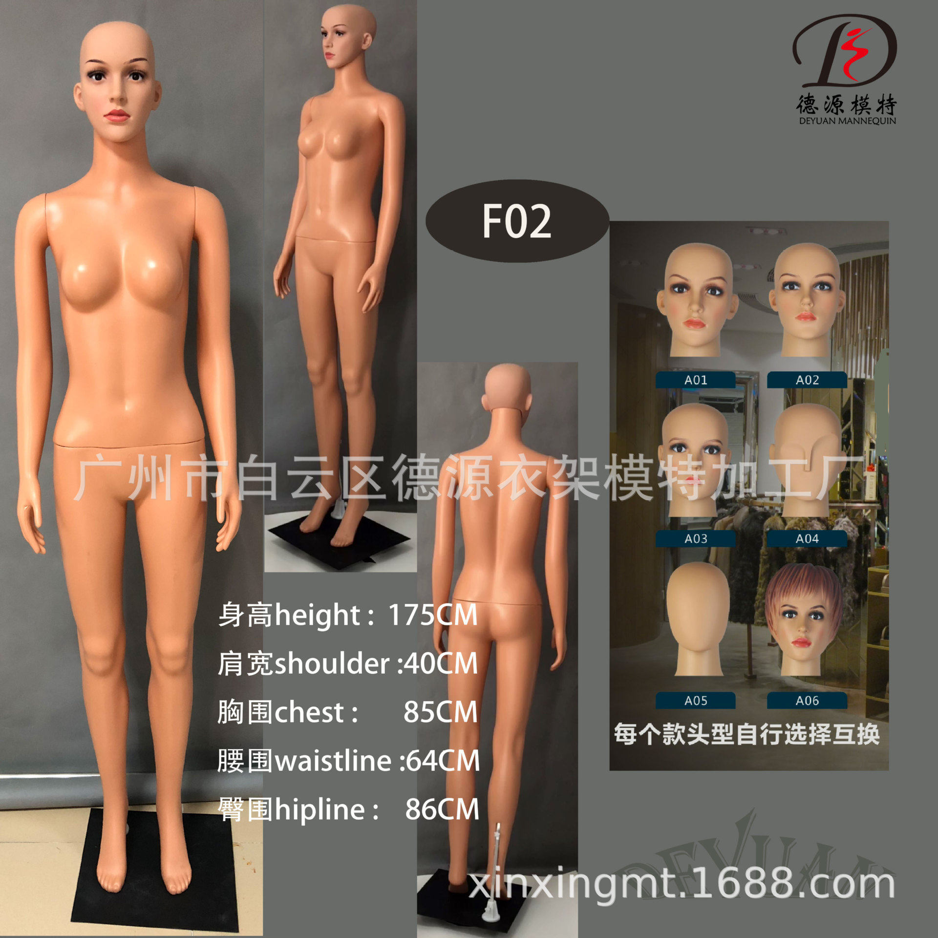 厂家供应服装店用人体模特款式多样品种齐全头型可有多个款式