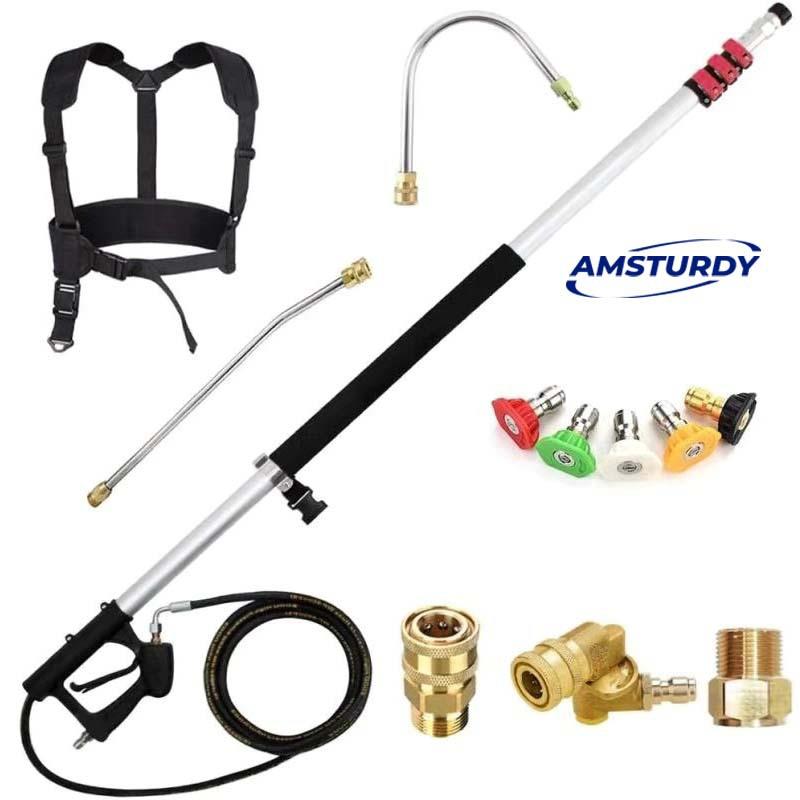 18ft20ft高压清洗机洗车机附件洗屋顶延长杆伸缩杆八件套