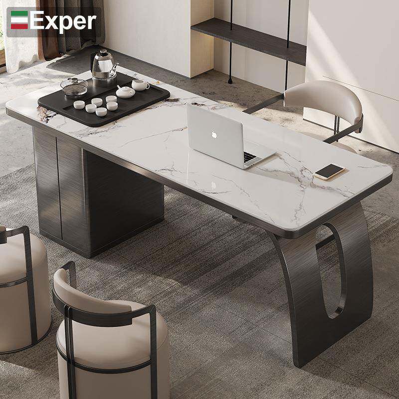 茶台意式岩板茶桌椅组合现代简约大板桌高档办公室两用