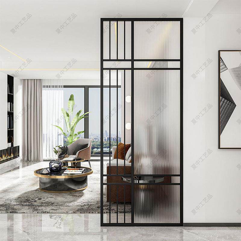 轻奢长虹玻璃隔断铁艺屏风不锈钢定作卫生间客厅现代入户玄关屏风