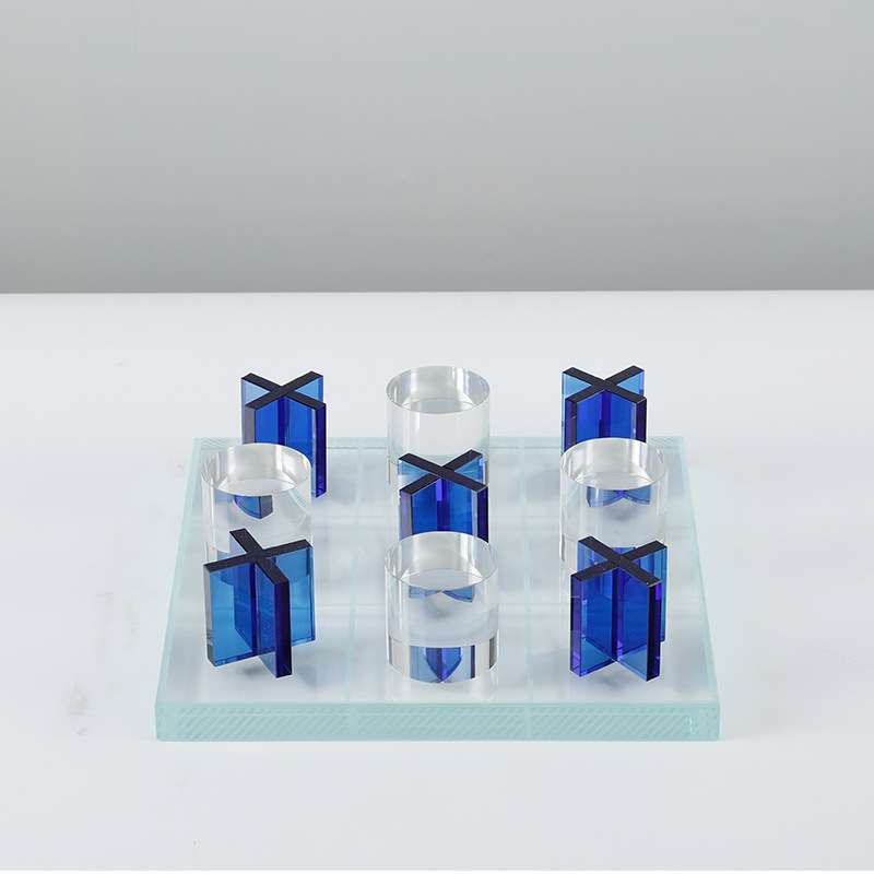 现代轻奢蓝白大理石水晶棋盘样板房创意客厅茶几桌面摆件装饰新品