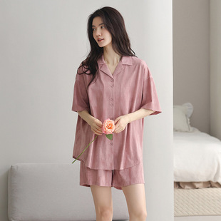 柔软棉睡衣女士夏款夏季凉感纯棉短袖短裤家居服夏天薄款开衫套装