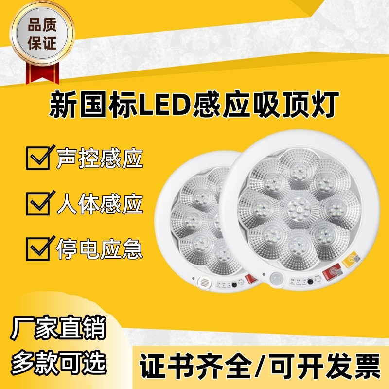 红外人体感应吸顶灯LED消防应急智能家用过道楼梯楼道声控感应灯