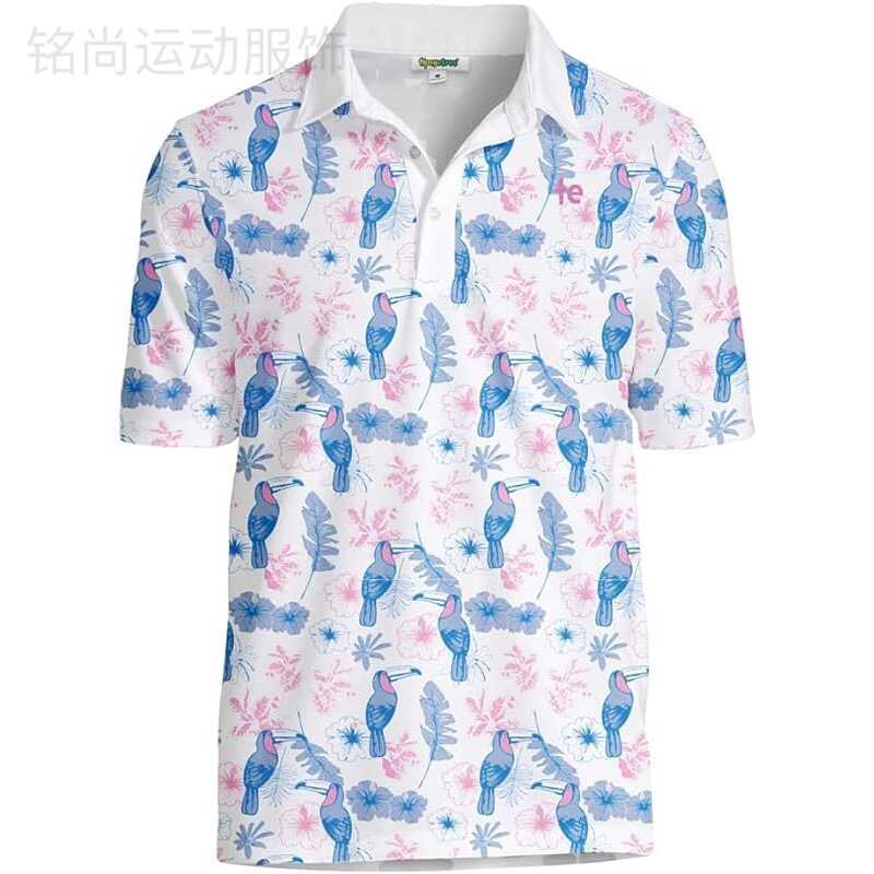夏季高尔夫服男女卡通个性时尚印花透气户外运动短袖polo衬衫golf